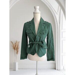 PATRIZIA PEPE Firenze Green Belted Jacket Blazer Size 40